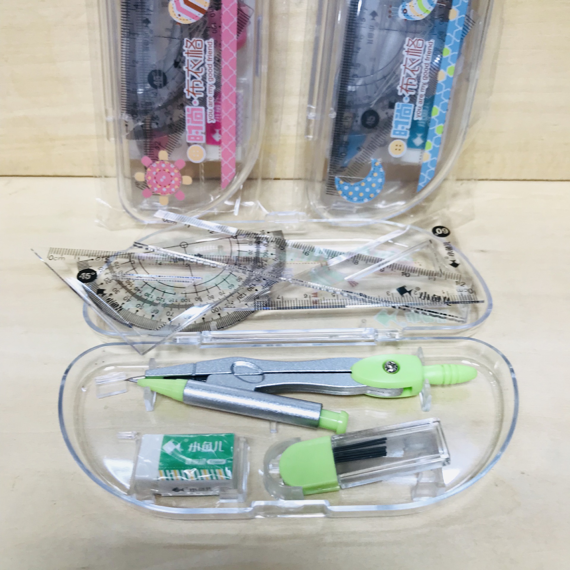 Middle School Students Learn to Use Compasses + Triangular Plate Ruler Sets 8-Piece Set Gift Box Math Drawing Tools Custom Logo