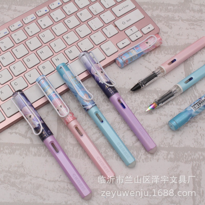 851M Changeable Bag Heat-Sensitive Erasable Pen Student Cartoon Young Girl Colorful Posture Calligraphy Ball Pen Get Ink Sac Free