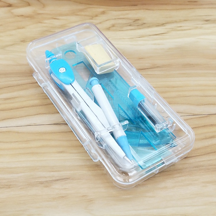 Little Doctor Personality Fashion Compasses Combination Set Mathematical Geometry Drawing Metal Element Gauge with Ruler
