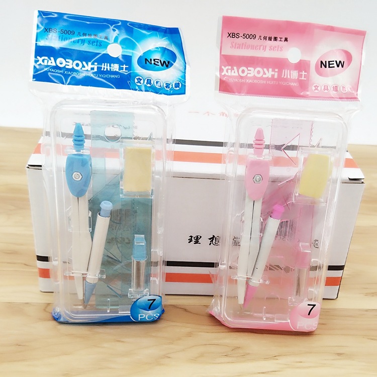 Little Doctor Personality Fashion Compasses Combination Set Mathematical Geometry Drawing Metal Element Gauge with Ruler