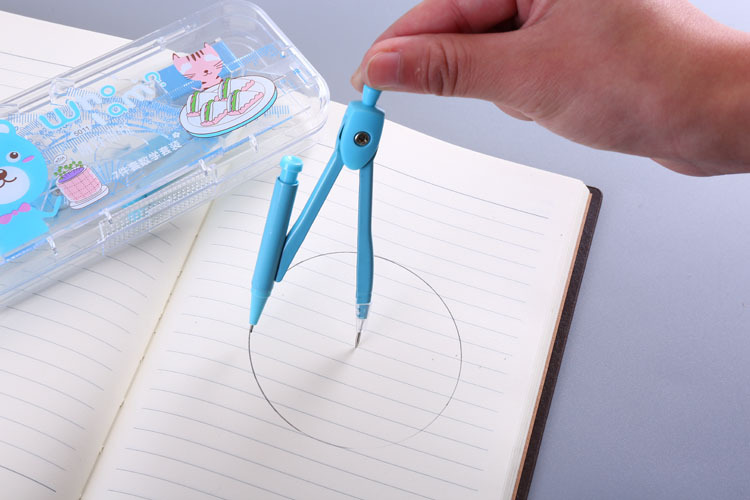 Student Stationery Cartoon Multifunctional Compasses Set Metal Compass Ruler 7-Piece Set Exam Drawing Tools