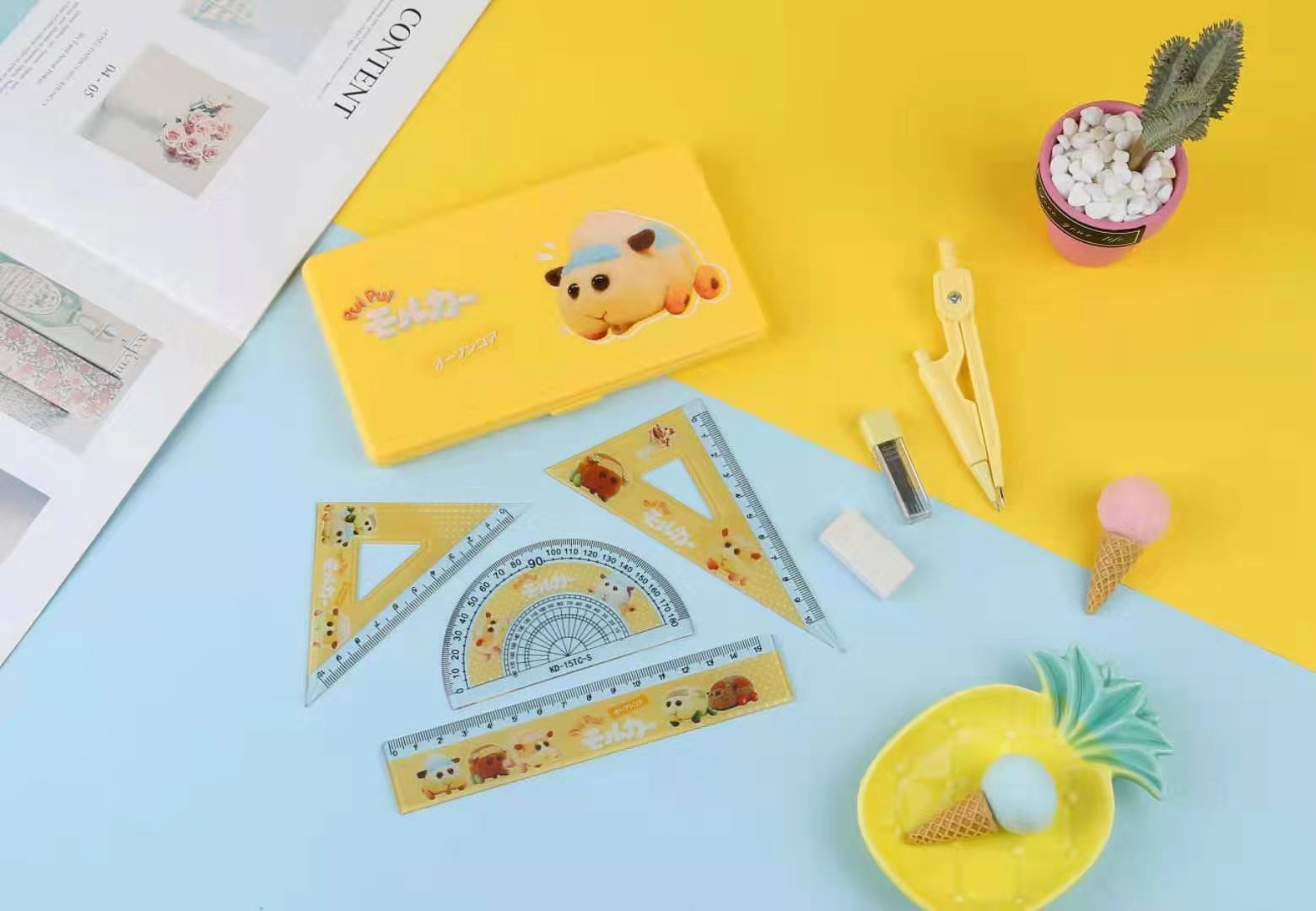 Anime Merchandise Student Compasses Ruler Set Refill 7-Piece Set Student Stationery Gift