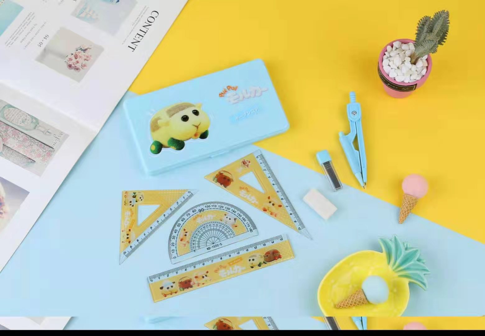 Anime Merchandise Student Compasses Ruler Set Refill 7-Piece Set Student Stationery Gift