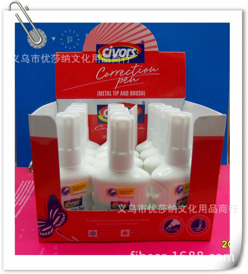 2015 all new civors eco-toxic correction fluid, Office bottle and brush dual-use metal pen