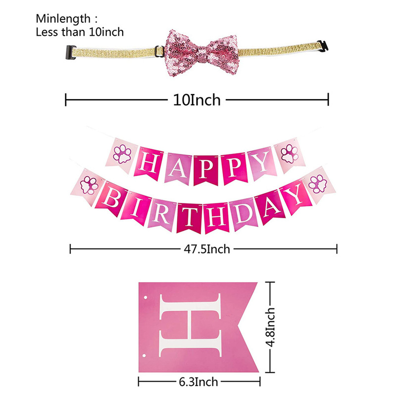 Pet Birthday Party Dog Hanging Flag Triangular Binder Birthday Hat Decoration Props Layout Supplies Holiday Dress-up Suit