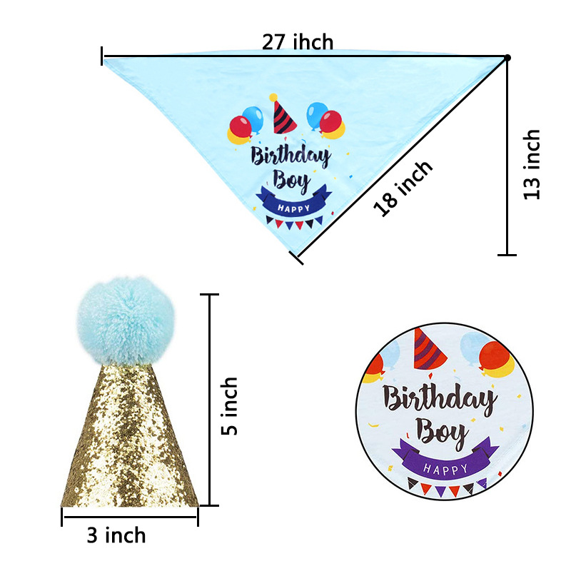 Pet Birthday Party Dog Hanging Flag Triangular Binder Birthday Hat Decoration Props Layout Supplies Holiday Dress-up Suit