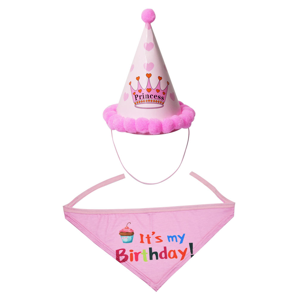 Customized Foreign Trade Creative Dog Birthday Hat Pet Birthday Party Hat Printing Pet Dog Triangular Binder