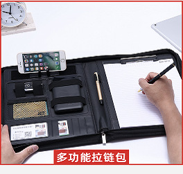 Wholesale Multifunctional A4 Portable Folder Zipper Bag Material Storage Leather Loose-Leaf Binder Business Leather Male Package