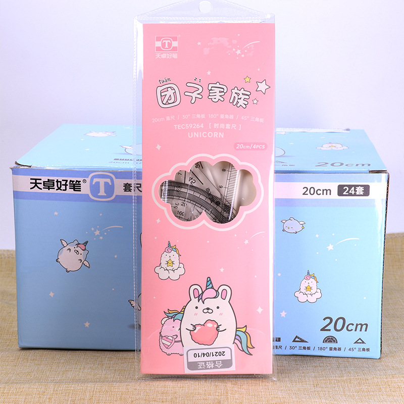 Clannad Four Pieces Ruler Sets Children Ruler Sets Student Cute Ruler Sets Triangular Plate Compasses Ruler School Supplies Wholesale
