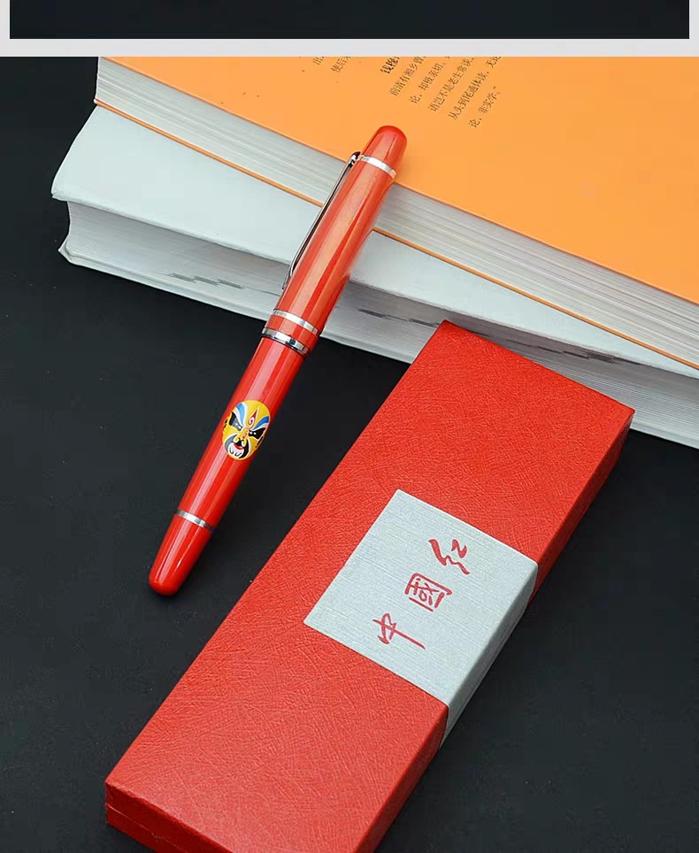 Manufacturers Supply Chinese Red Opera Face Pen Metal Roller Ball Pen Signature Gel Pen Advertising Business Pen Logo
