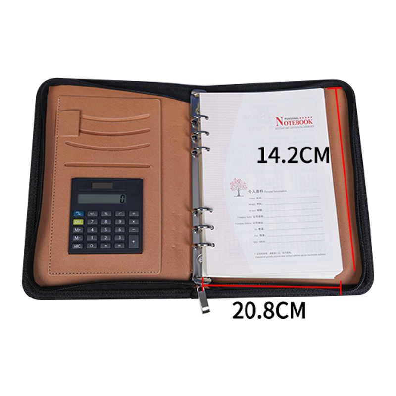 Business Male Package Cross-Border A5 Zipper Notebook Office Storage Loose-Leaf Binder Multi-Functional Creative Logo Notepad