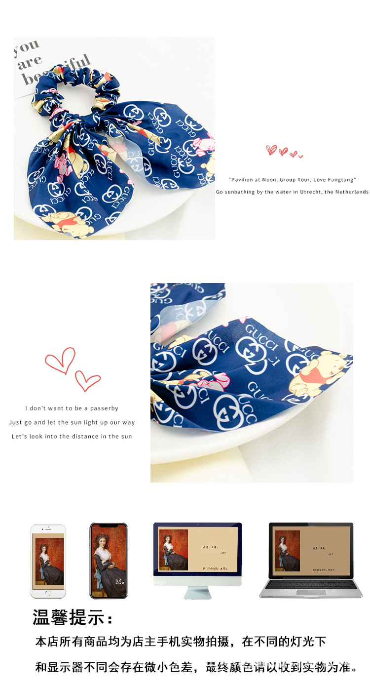 European and American Satin Bright Color Large Intestine Hair Ring Fabric Triangular Binder Streamer Hair Tie Rope All-Match Horsetail Tie-up Hair Head Rope
