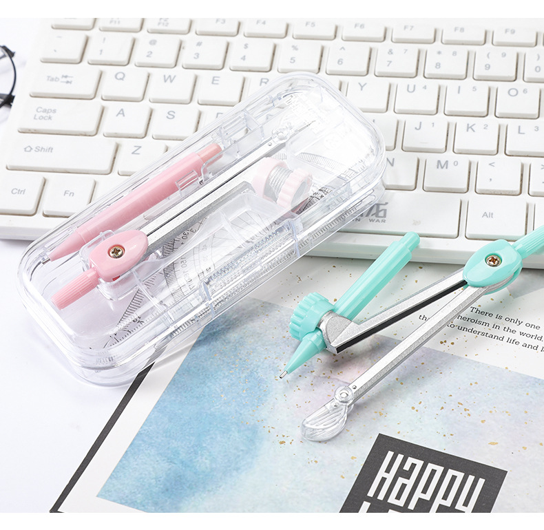Compasses Drawing Set Student Compasses Drawing Tools 7-Piece Set Exam Compasses Ruler Set Stationery Wholesale