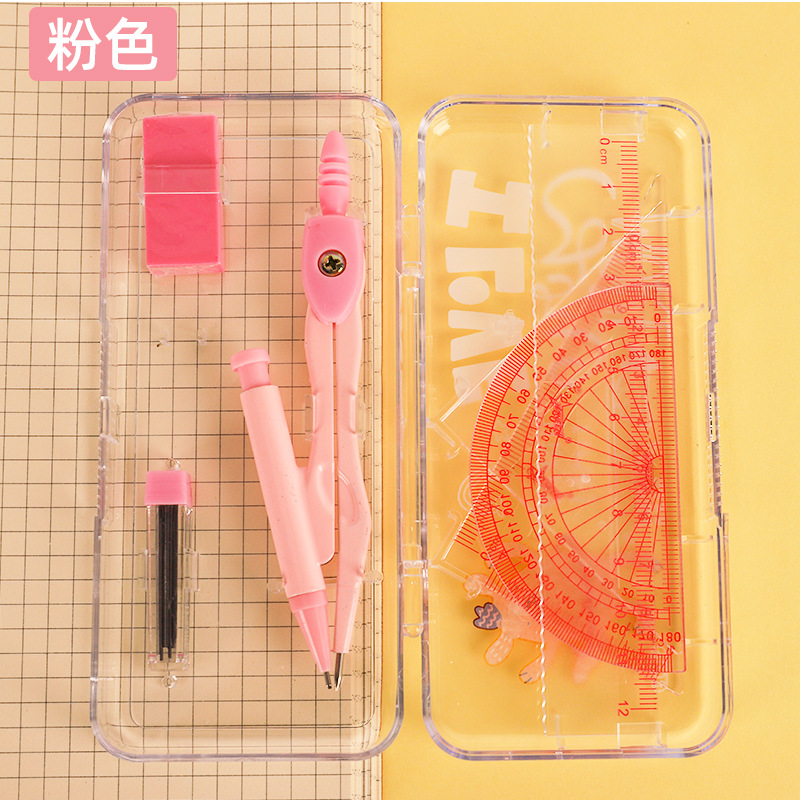 Boxed Color 7-Piece Set Compasses Student Geometric Ruler School Supplies Math Toolkit Design Drawing Equipment