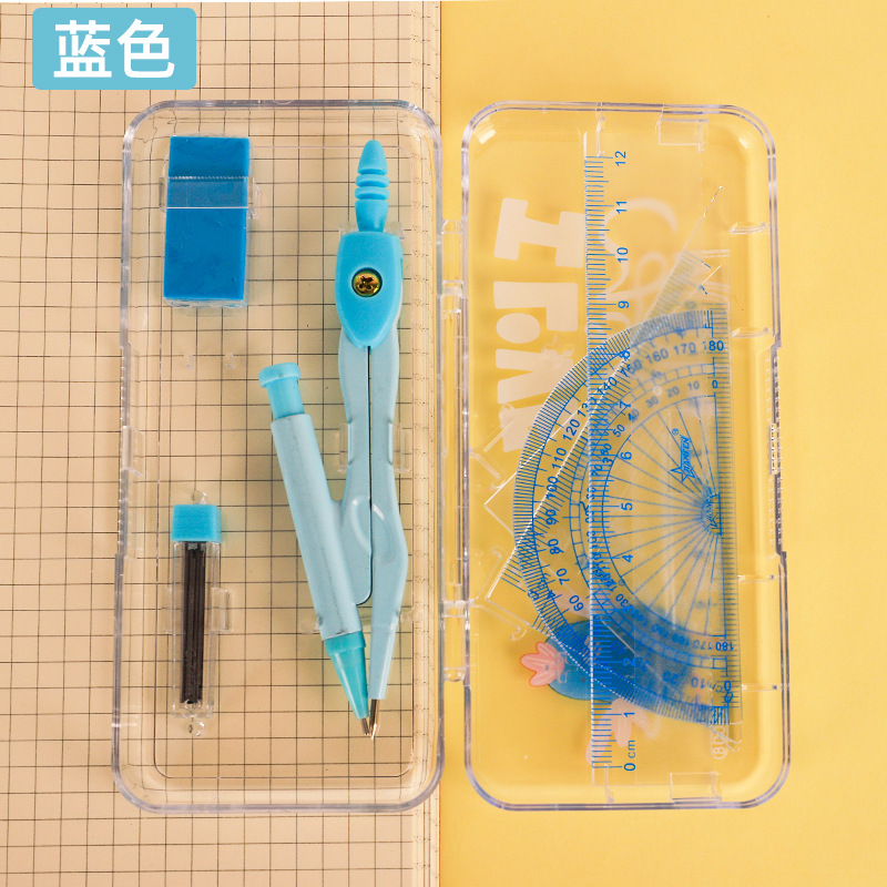 Boxed Color 7-Piece Set Compasses Student Geometric Ruler School Supplies Math Toolkit Design Drawing Equipment