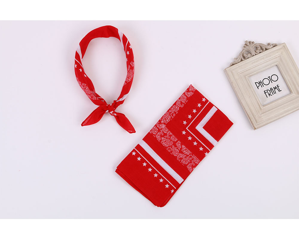 Xin Zhilei Same Hair Band Red Five Pointed Star Square Towel Pure Cotton Hip Hop Sports Cycling Headscarf Triangular Binder Customizable