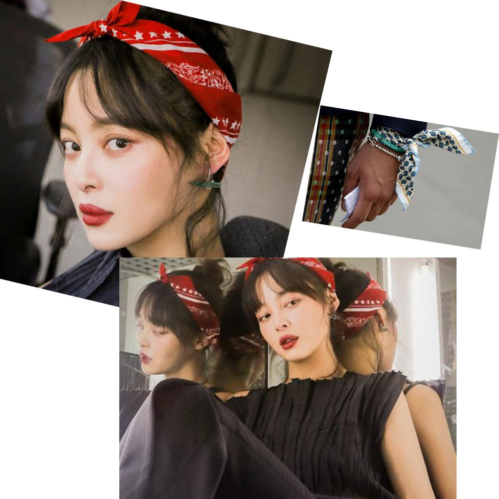 Xin Zhilei Same Hair Band Red Five Pointed Star Square Towel Pure Cotton Hip Hop Sports Cycling Headscarf Triangular Binder Customizable