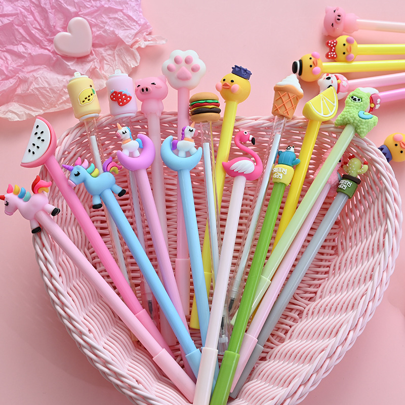 Cartoon Soft Gel Pen Cute Girl Pen Student Studying Stationery Exam Signature Ball Pen