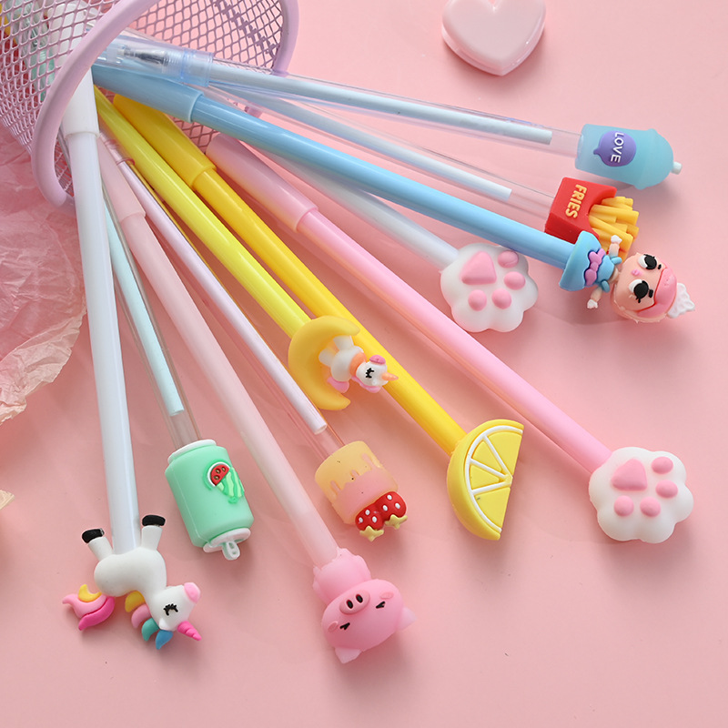 Cartoon Soft Gel Pen Cute Girl Pen Student Studying Stationery Exam Signature Ball Pen