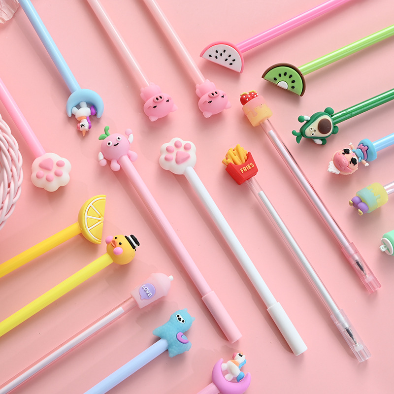 Cartoon Soft Gel Pen Cute Girl Pen Student Studying Stationery Exam Signature Ball Pen
