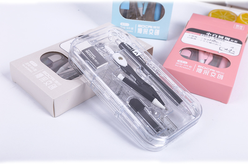 Compasses Set Eight-Piece Set Multi-Functional Compasses Drawing Professional Drafting Tool Set Ruler Stationery Wholesale