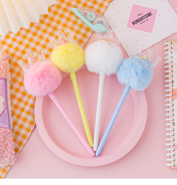 Internet Hot Girlish Creative Fur Ball Pen Nice Pen Cute Super Cute Black Pen Gel Pen Student Stationery Supplies