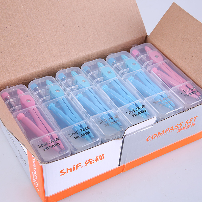 Pioneer Students&#039; Mechanical Pencil Metal Drawing Compasses Mathematical Geometry Drawing Plastic Boxed Compasses