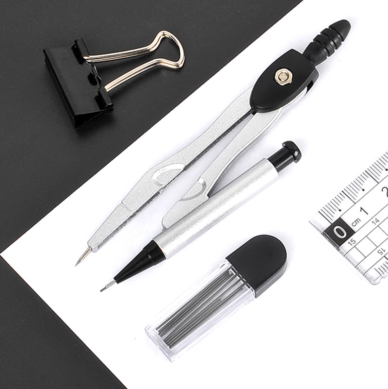 Xiaoyuer New Ruler Primary School Student Compasses Ruler Set Black and White Drawing Compass 2 Pieces Wholesale