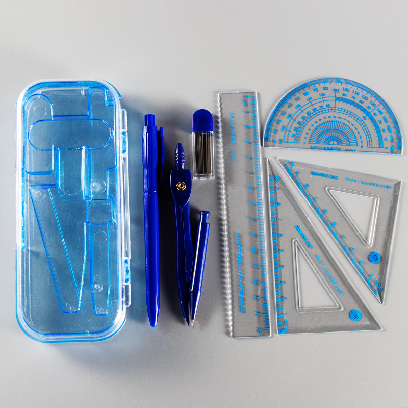 Student Compasses Exam Office Drawing 7-Piece Set Compasses Ruler Set Student Stationery Ruler Set Wholesale
