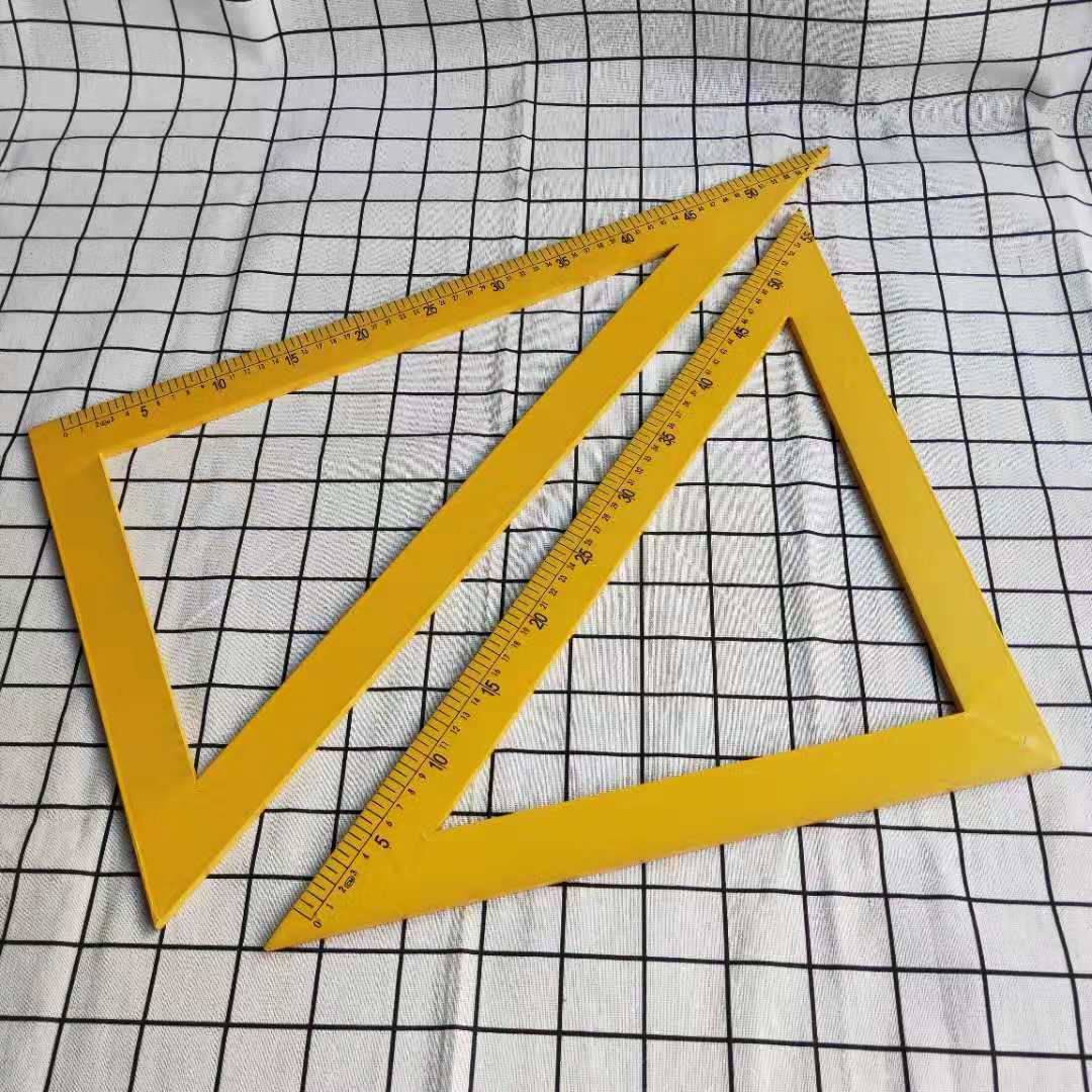 Wooden Teaching Aid Triangular Plate Compasses Protractor 4-Piece Set of Surveying and Mapping Tools Teaching Equipment Wholesale Wooden Set Square