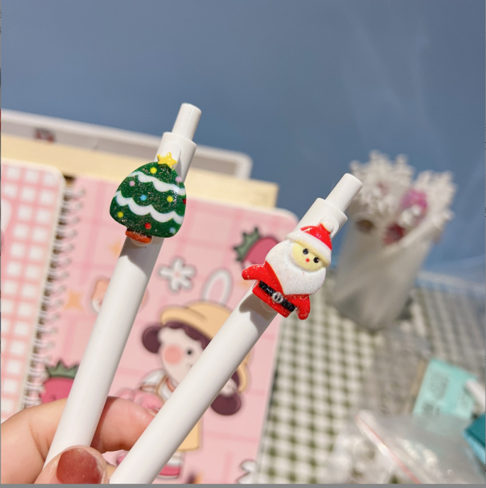 Christmas Holiday Pen Press Ball Pen Black Carbon Pen Press Pen 0.5 Net Red High-Looking Pen Student Gift Pen