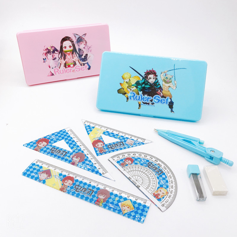 Anime Peripheral Kimetsu No Yaiba Compasses Ruler Set Cartoon Student Drawing Stationery Ruler Set Combination Anime Peripheral Kimetsu No Yaiba Compasses Ruler Set Cartoon Student Drawing Stationery Ruler Set Combination