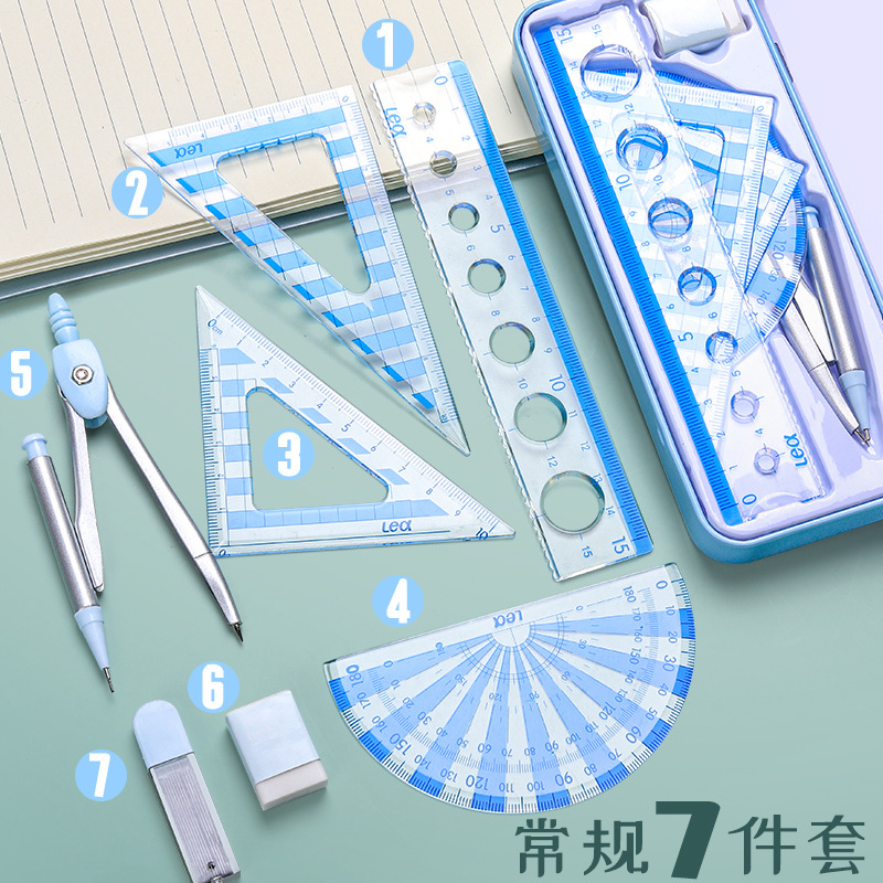 Kabaxiong Ruler Sets Compasses Drawing Four Pieces Ruler Sets Primary and Secondary School Students Set Square Protractor Exam Ruler Set