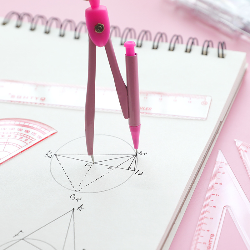Compasses Student Drawing Set Geometric Drawing Set Square 7-Piece Set Compasses Ruler Set Exam Gift for School Opens