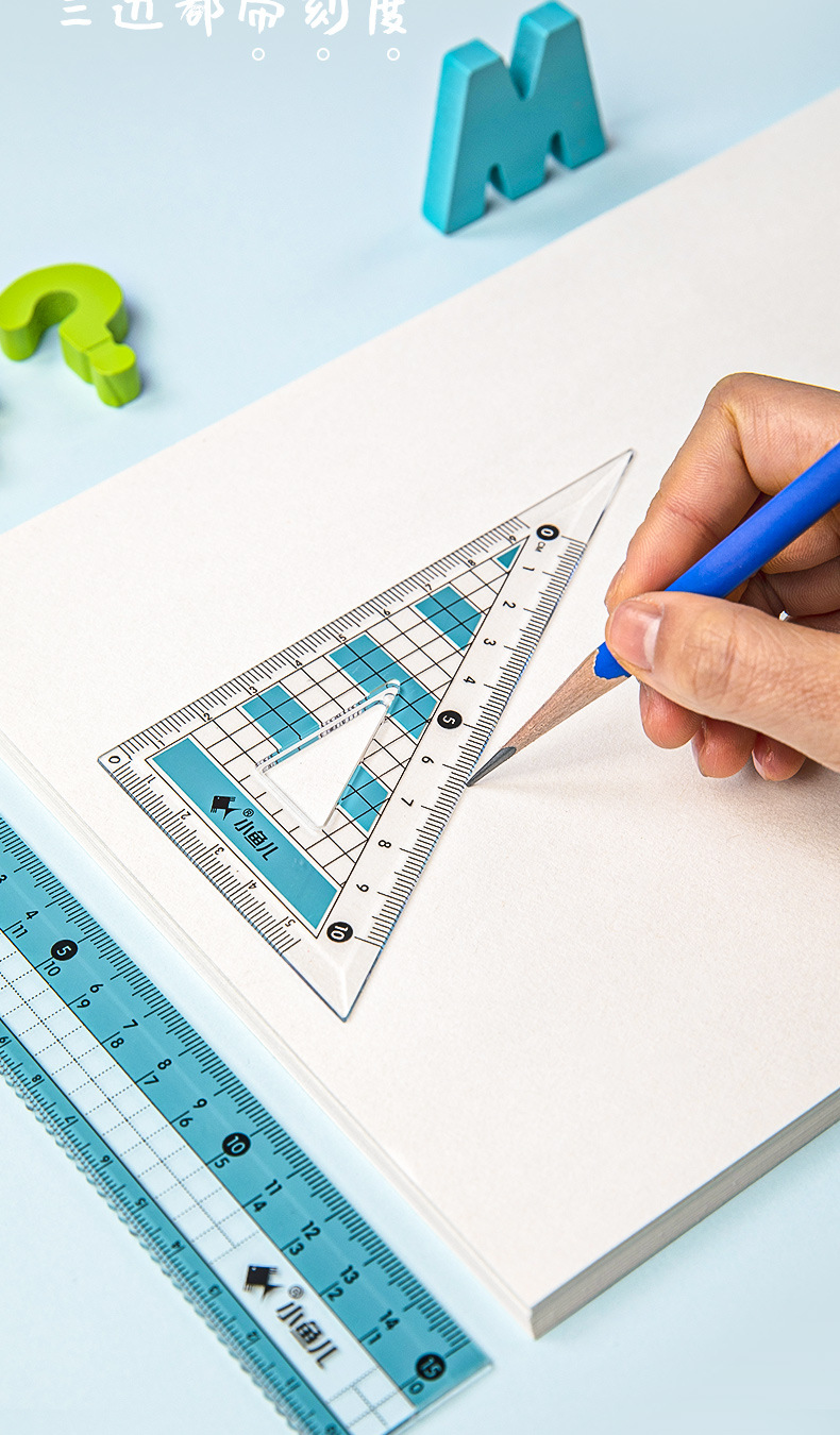 Multifunctional Ruler Set Student Children Drawing Office Transparent Plastic Fun Protractor Compasses Triangular Plate