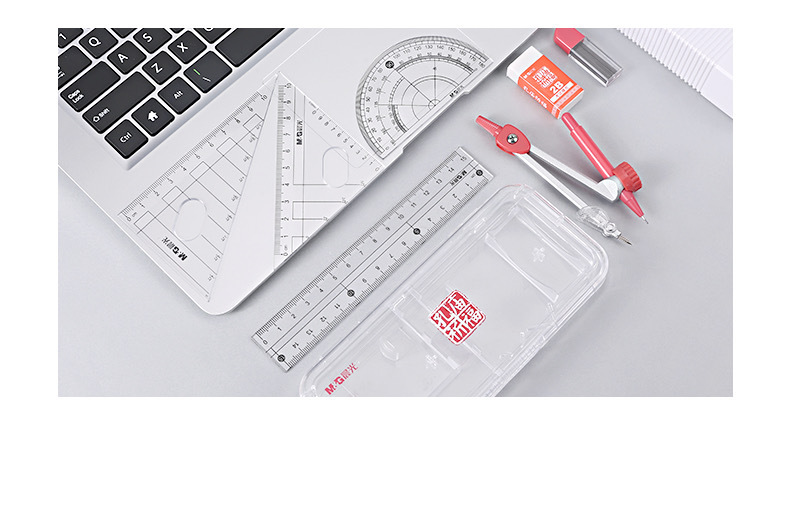 M & G Stationery Acs90823 Exam Ruler Sets with Root Number Triangular Plate Ruler Protractor Compasses Set Eraser