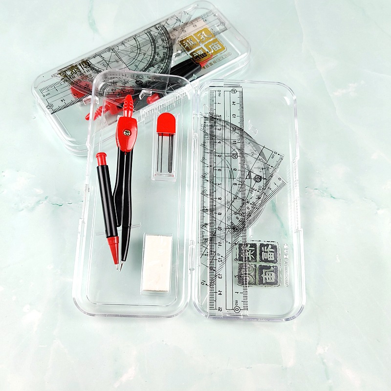 Wholesale Compasses Set Confucius Temple Yufu Seven-Piece Student Drawing Drawing Compasses Ruler Set Drawing Tools