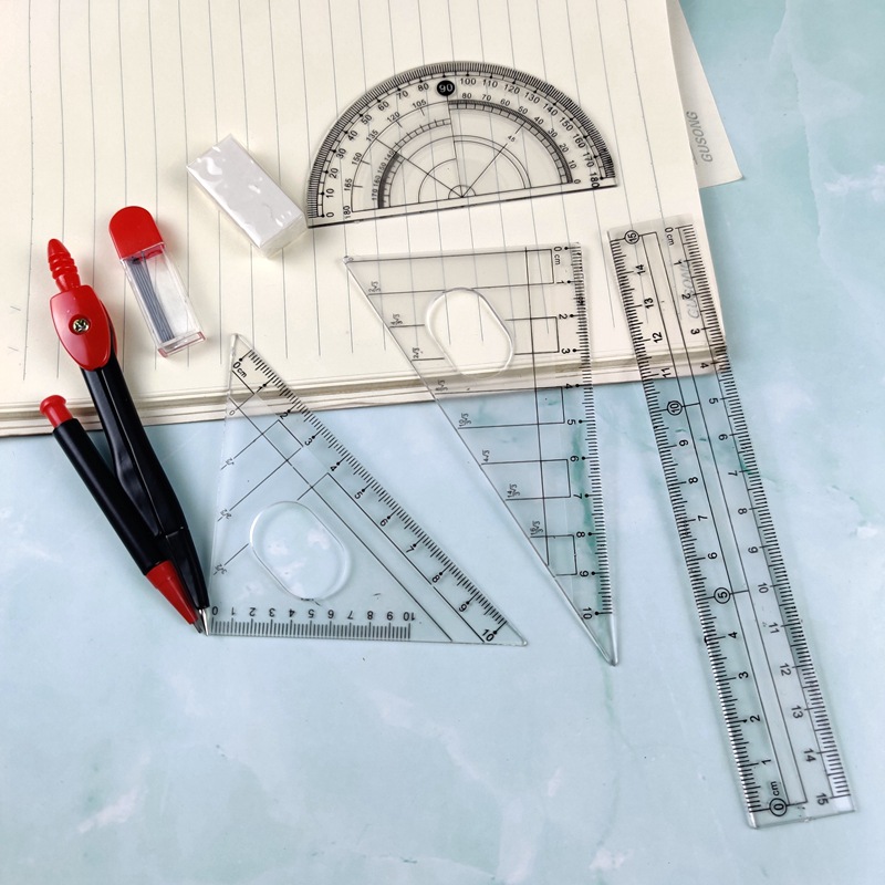 Wholesale Compasses Set Confucius Temple Yufu Seven-Piece Student Drawing Drawing Compasses Ruler Set Drawing Tools