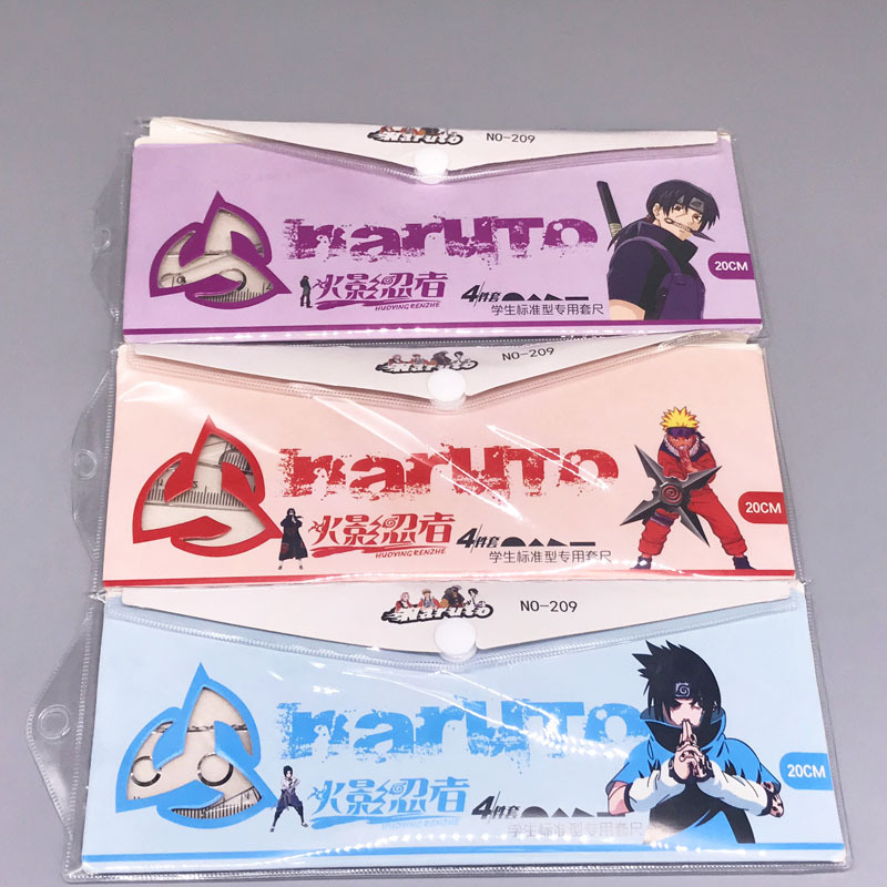 Cartoon Ruler Sets 20cm Ruler Student Ruler Four-Piece Set Compasses Triangular Plate Ruler Stationery Set Transparent Wholesale