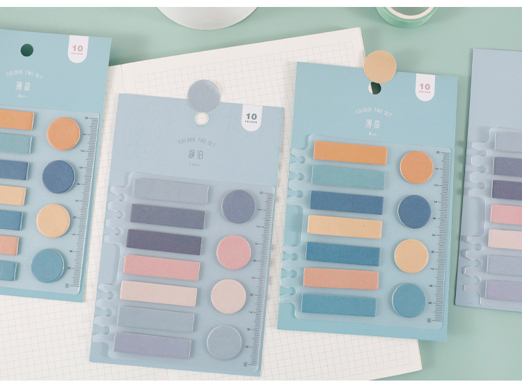 Paipai Girl Loose-Leaf Binder Sticky Notes Morandi Salt Gradient Index Stickers Mark Solid Color Basic Mark Sticker