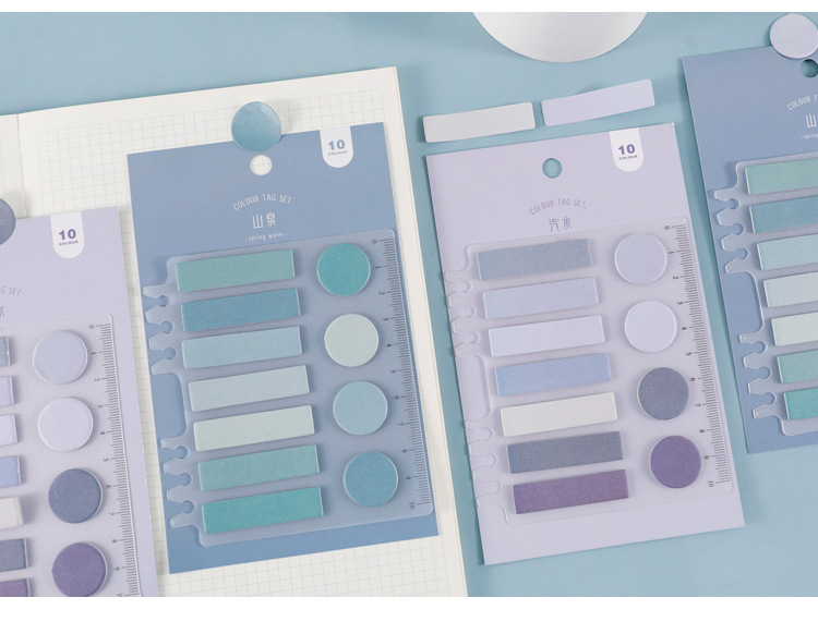Paipai Girl Loose-Leaf Binder Sticky Notes Morandi Salt Gradient Index Stickers Mark Solid Color Basic Mark Sticker