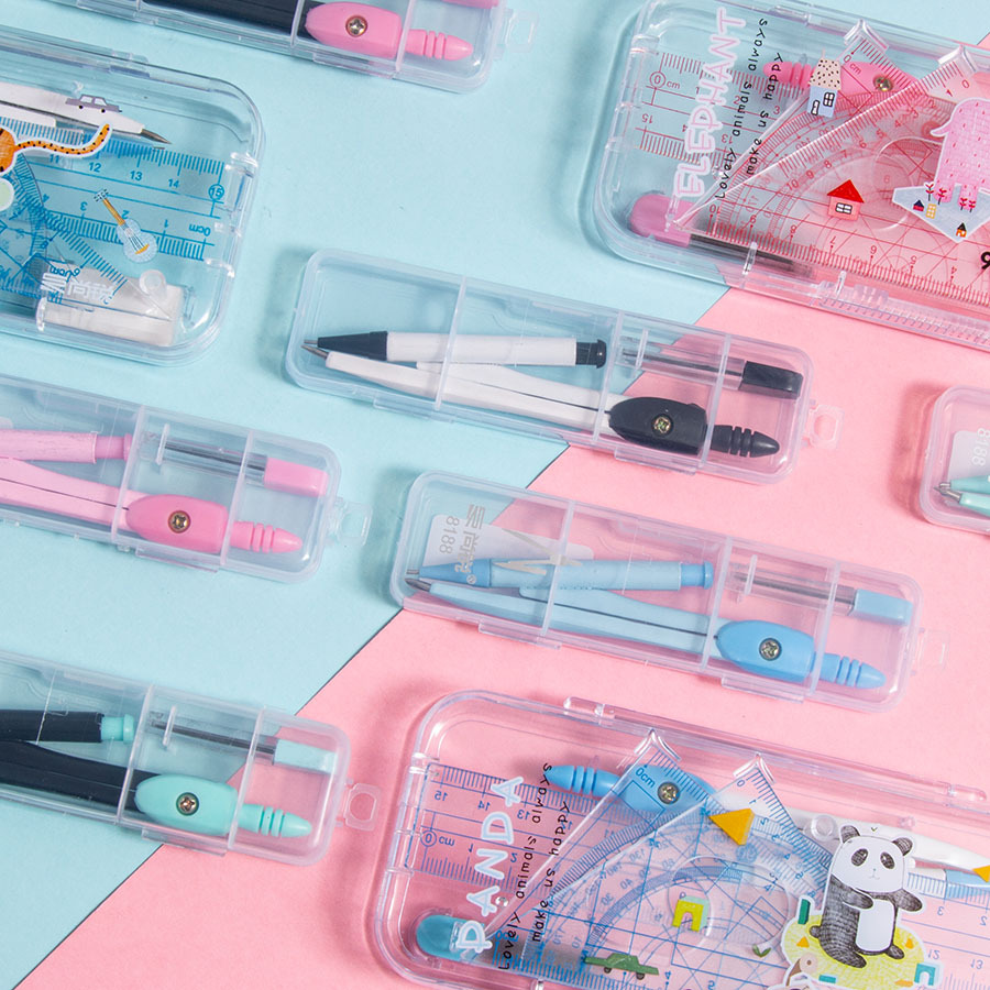 Student Compass Ruler 7-Piece Geometric Drawing Design Tool Cartoon Compasses School Supplies Compasses Set Set Student Compass Ruler 7-Piece Geometric Drawing Design Tool Cartoon Compasses School Supplies Compasses Set Set