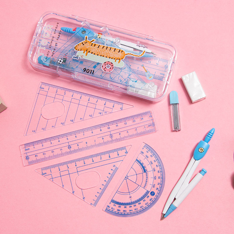 Student Compass Ruler 7-Piece Geometric Drawing Design Tool Cartoon Compasses School Supplies Compasses Set Set Student Compass Ruler 7-Piece Geometric Drawing Design Tool Cartoon Compasses School Supplies Compasses Set Set