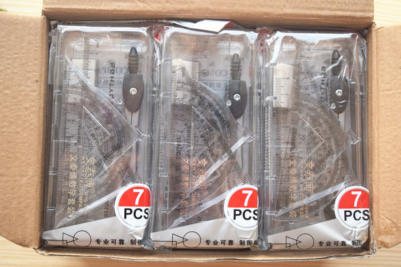 Wholesale High Quality Compasses Set Full Set Ruler Mechanical Pencil Lead Rubber Suit Drawing Tools Student Stationery