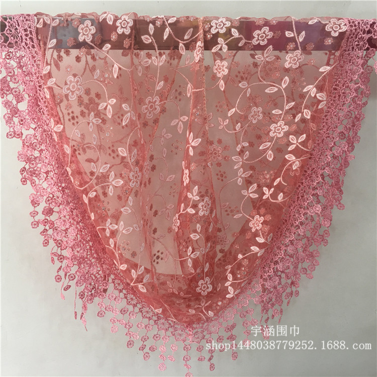 Export Korean Style Four Seasons Foreign Trade Triangle Scarf Lace Hollow Tassel Triangular Binder Lace Scarf Ladies Wholesale Export Korean Style Four Seasons Foreign Trade Triangle Scarf Lace Hollow Tassel Triangular Binder Lace Scarf Ladies Wholesale