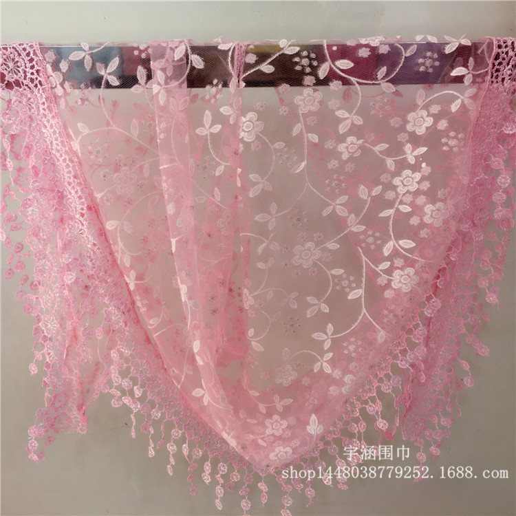 Export Korean Style Four Seasons Foreign Trade Triangle Scarf Lace Hollow Tassel Triangular Binder Lace Scarf Ladies Wholesale Export Korean Style Four Seasons Foreign Trade Triangle Scarf Lace Hollow Tassel Triangular Binder Lace Scarf Ladies Wholesale