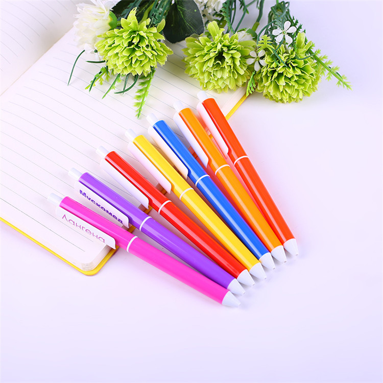 Manufacturer direct selling color plastic rod ball pen new exhibition fair stationery simple advertising plastic ball pen wholesale