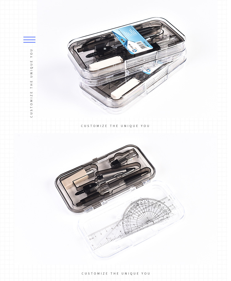 Factory Direct Supply Student Compasses Ruler Set Drawing 8-Piece Set Protractor Stationery Compasses Set Wholesale