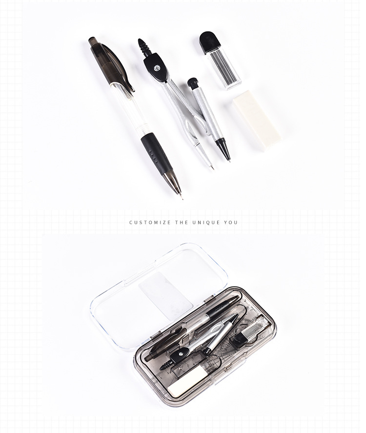 Factory Direct Supply Student Compasses Ruler Set Drawing 8-Piece Set Protractor Stationery Compasses Set Wholesale