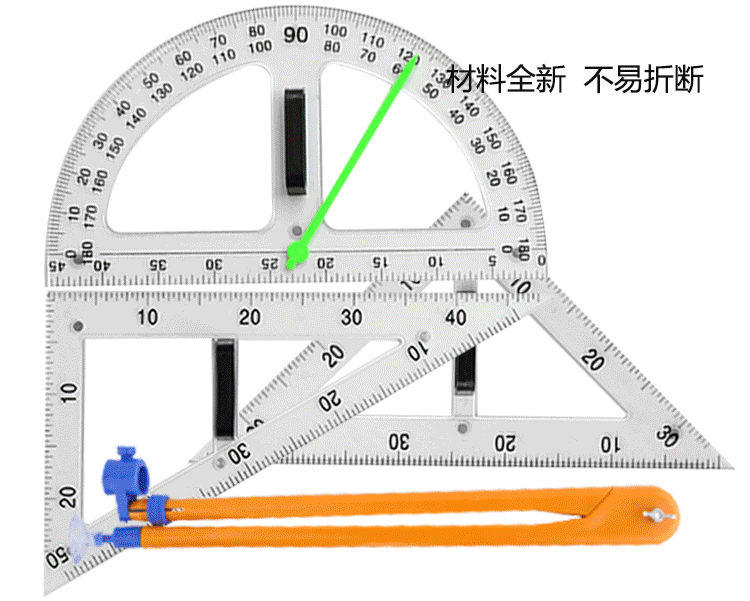4-Piece Transparent Magnetic Triangular Plate Set Large Protractor Compasses Teaching Aids for Teaching